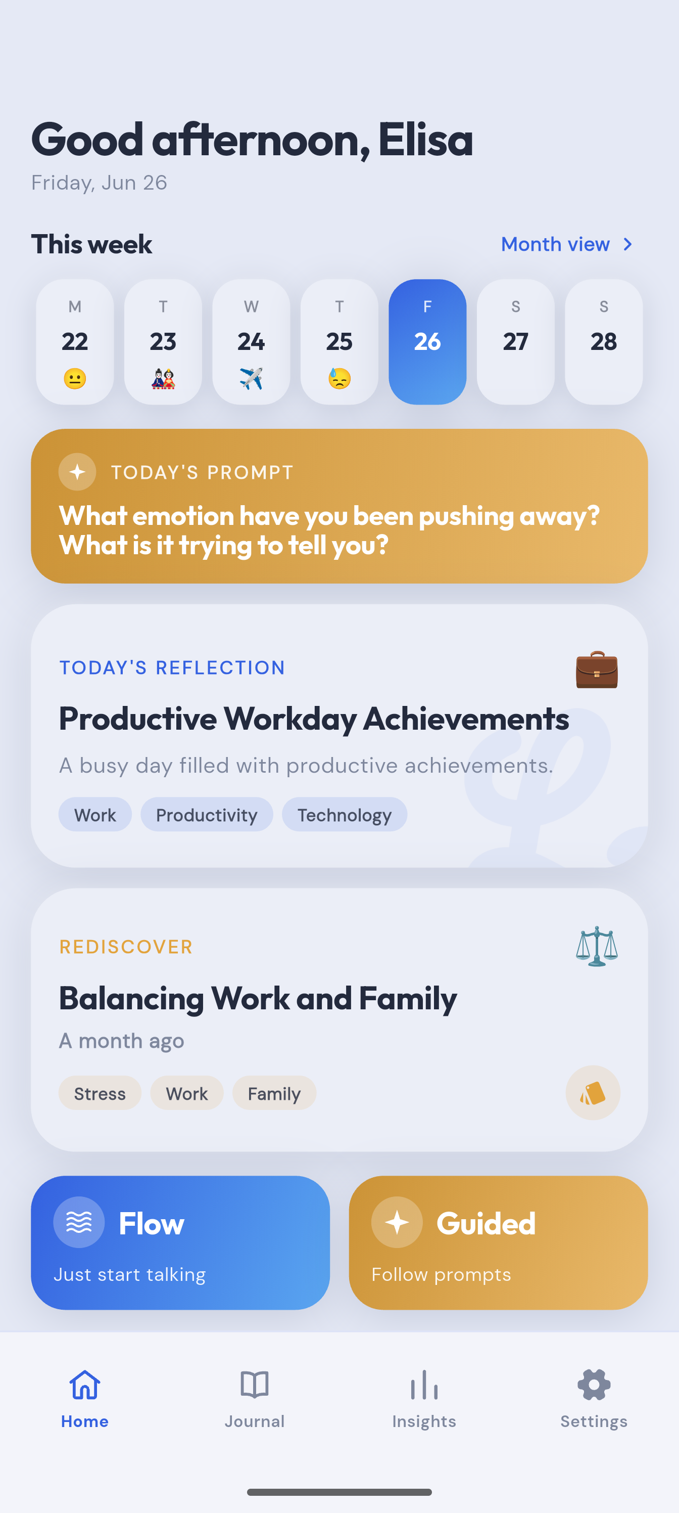 Luna Journal home screen