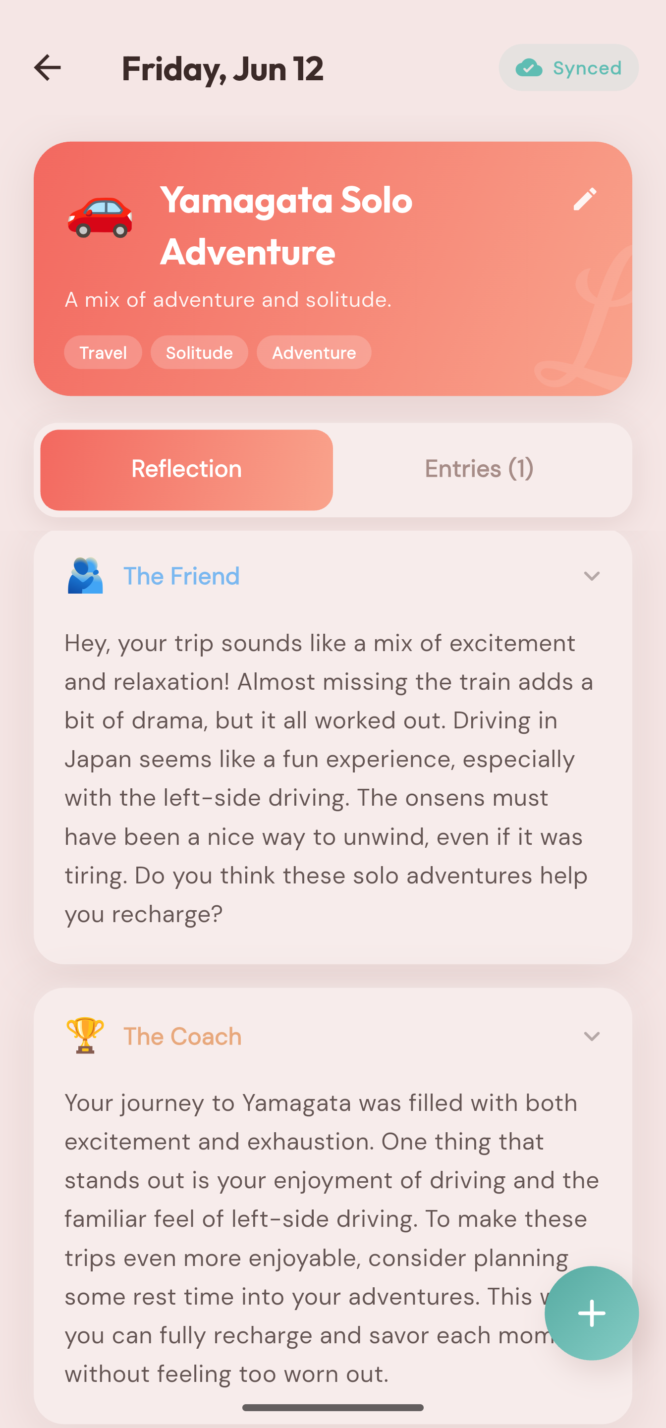 AI reflections on a journal entry